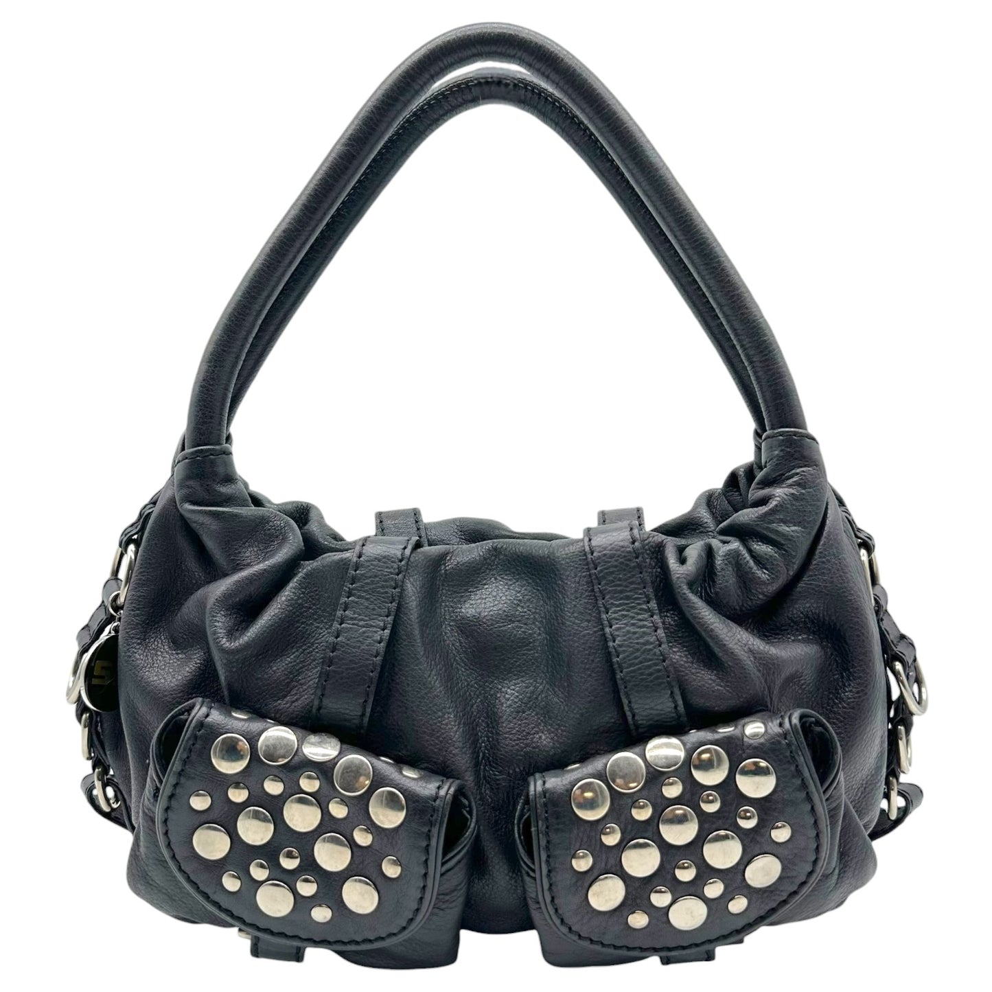 Sonia Rykiel Black Silver Studded Cargo Pocket Bag