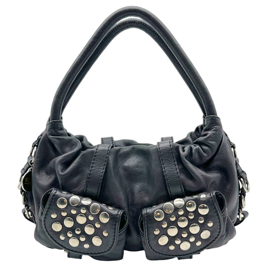 Sonia Rykiel Black & Silver Studded Cargo Pocket Domino Bag
