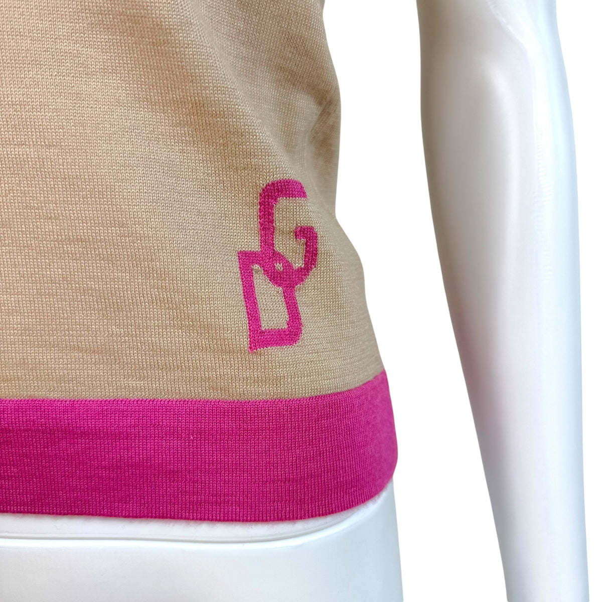 Dolce & Gabbana Pink Beige Logo Silk Cashmere Knit Tank Top