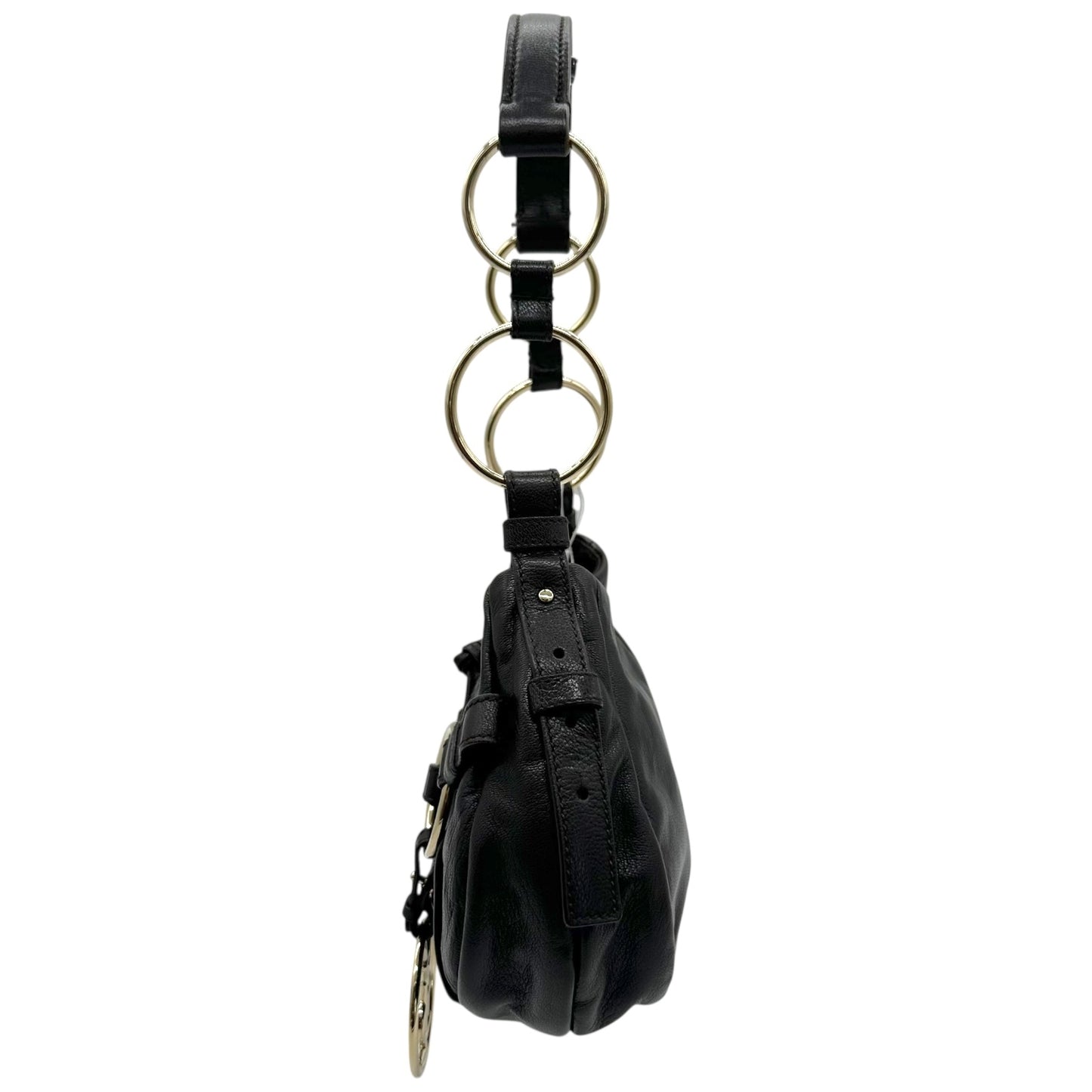 Yves Saint Laurent Rive Gauche Black Leather Hoop Shoulder Bag - Outfit Repeater