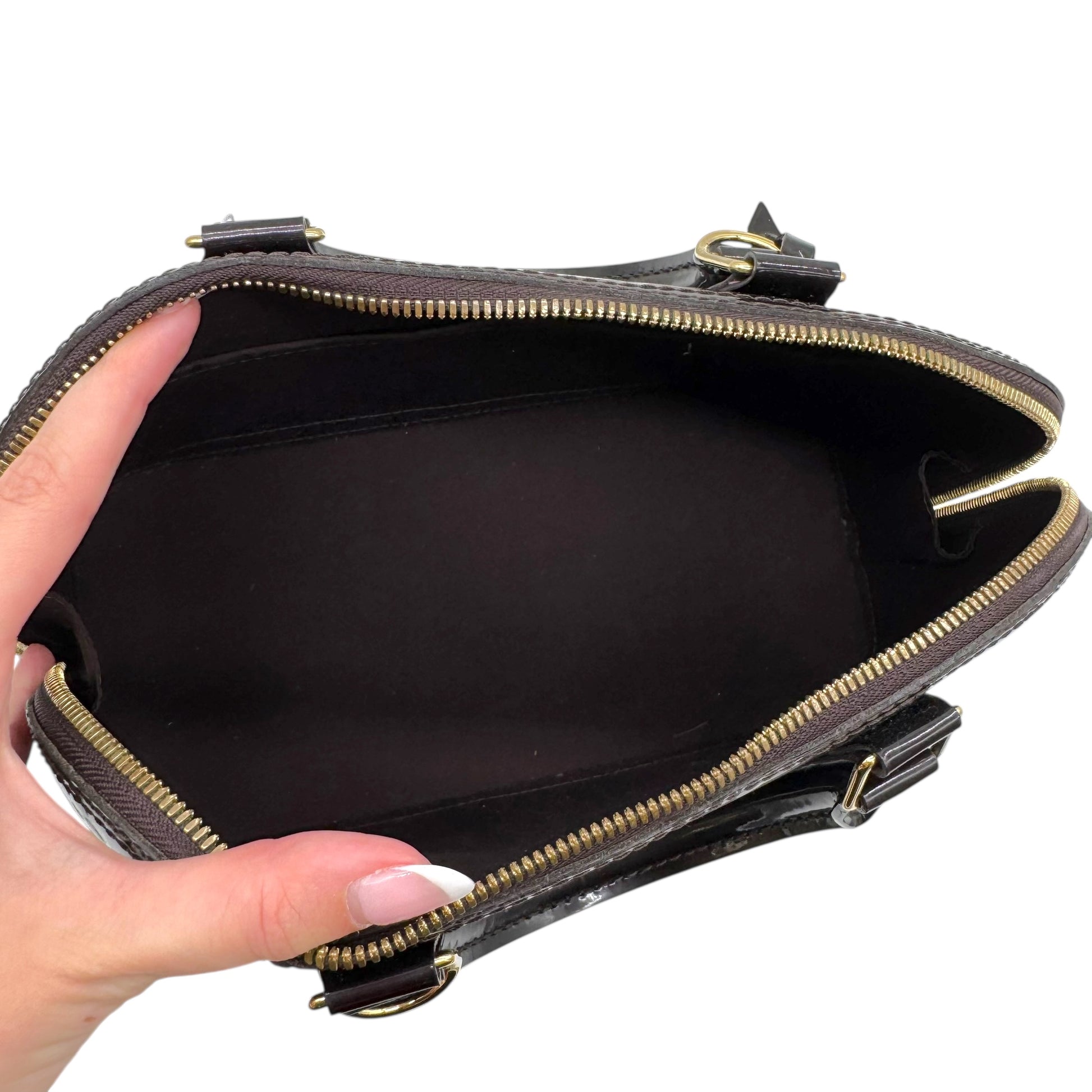 Louis Vuitton Burgundy Vernis Patent Monogram Alma PM Bag - Outfit Repeater