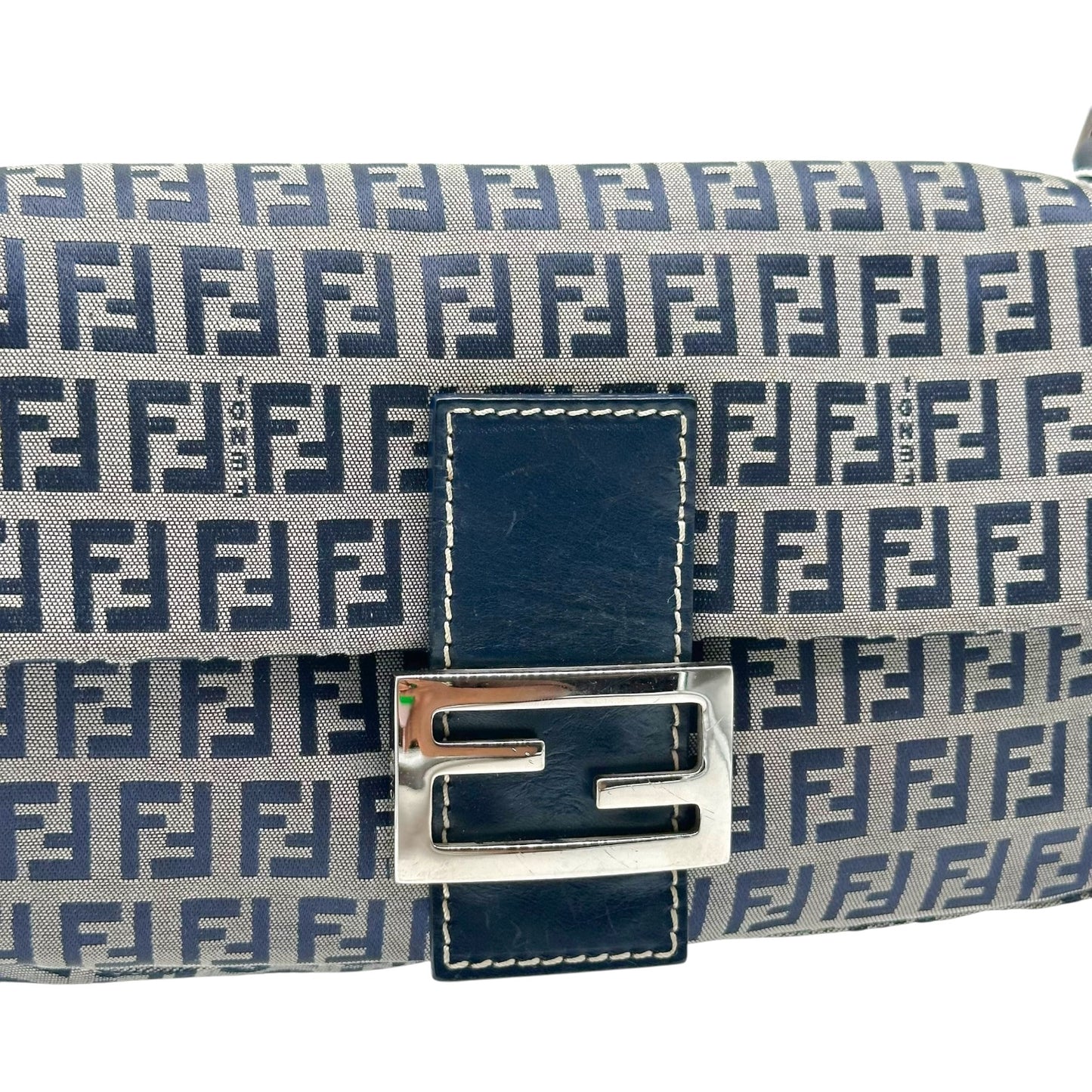 Fendi Navy Blue Zucchino Monogram Baguette Bag
