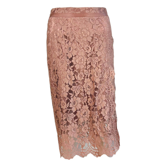 Dolce & Gabbana Blush Pink Lace Silk Midi Skirt