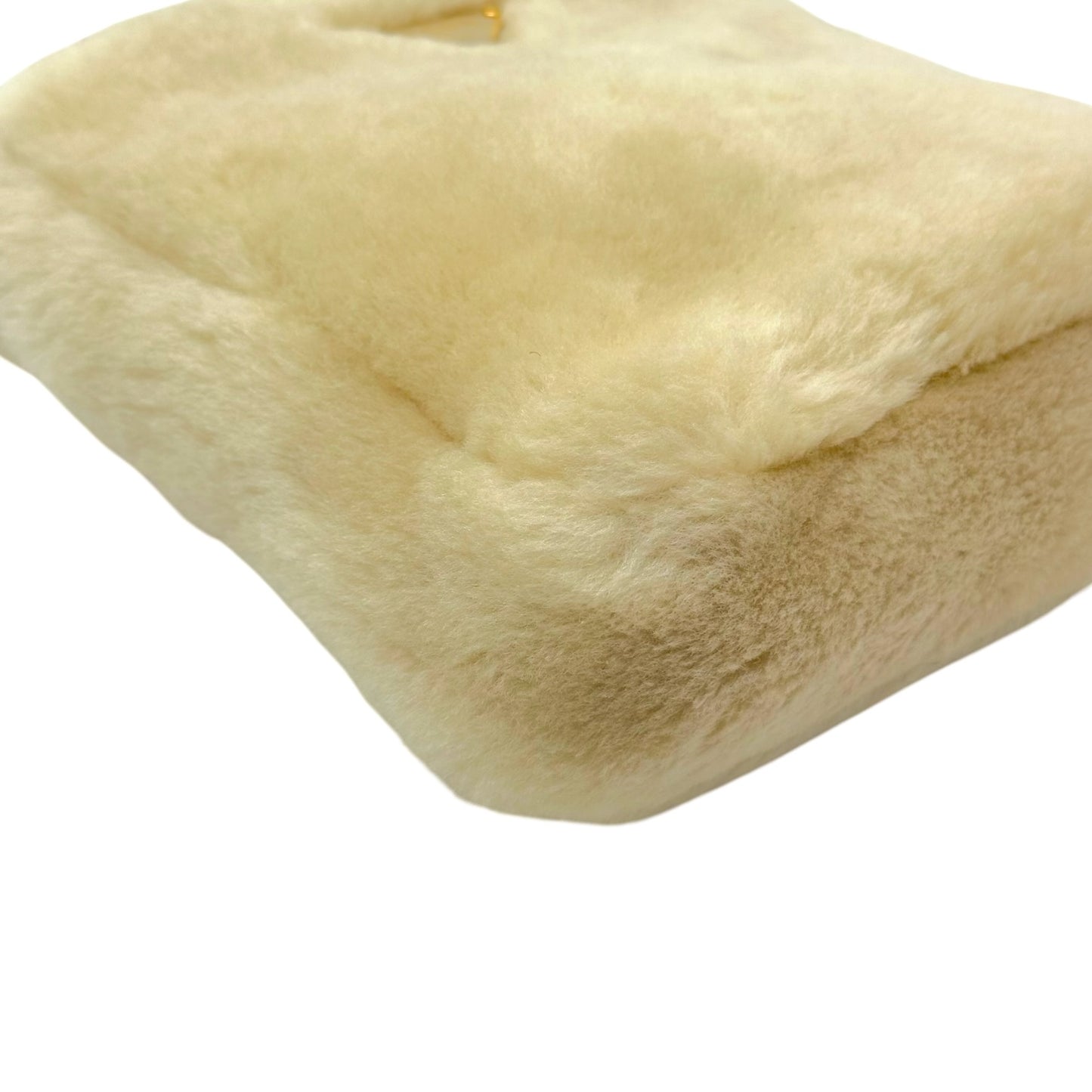 Prada Ivory Shearling 2-Way Mini Tote Bag