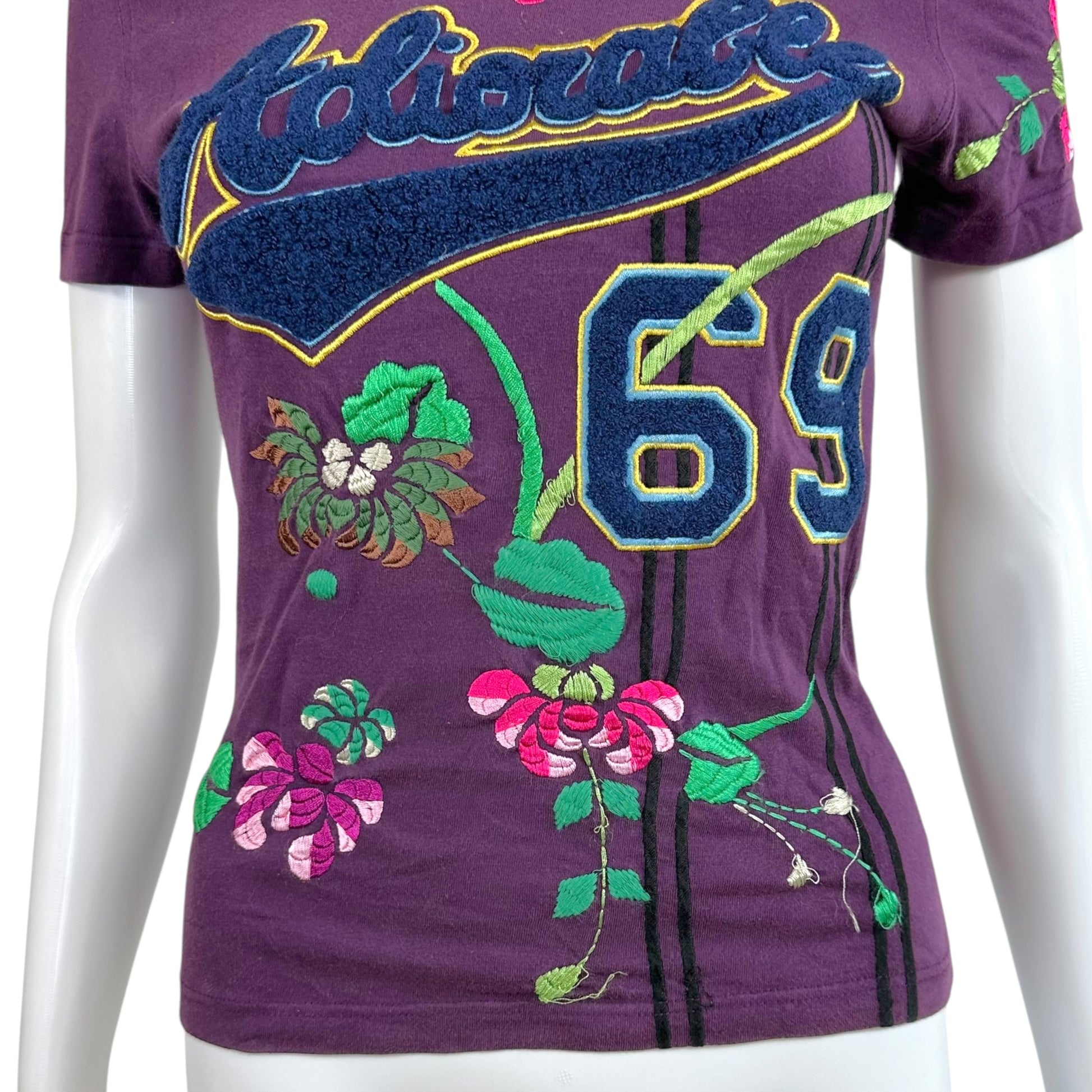 Christian Dior Purple Embroidered T-Shirt