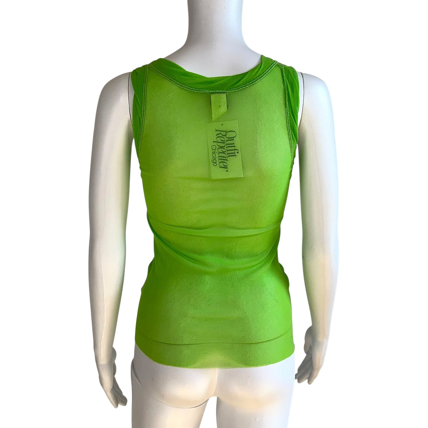 Jean Paul Gaultier Soleil Bright Green Lace Up Mesh Tank Top - Outfit Repeater