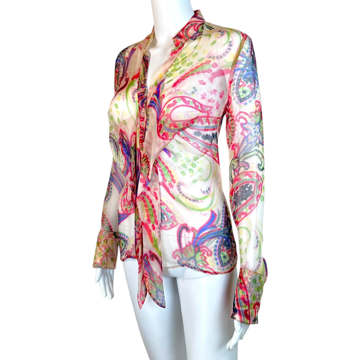 Armani Collezioni Pink Paisley Print Silk Blouse