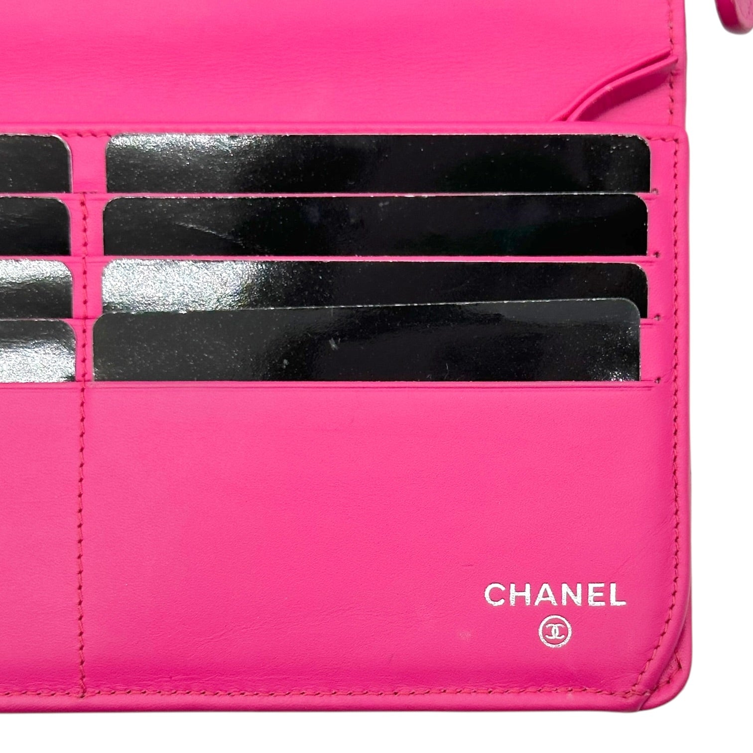 Chanel Large Long Wallet Hot Pink Caviar Leather