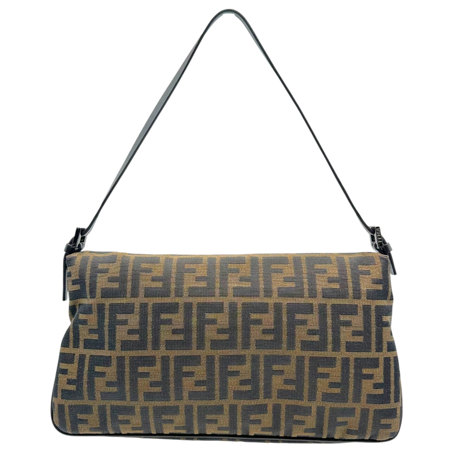 Fendi Brown Zucca Monogram Fold-Over Baguette Bag