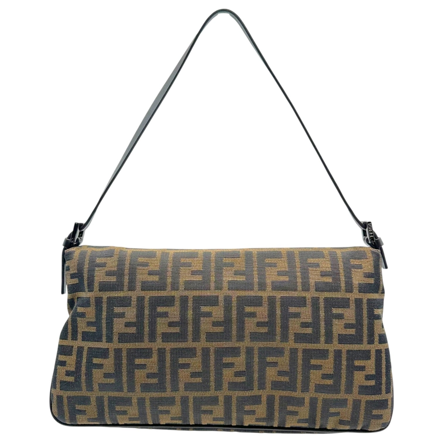Fendi Brown Zucca Monogram Fold-Over Baguette Bag