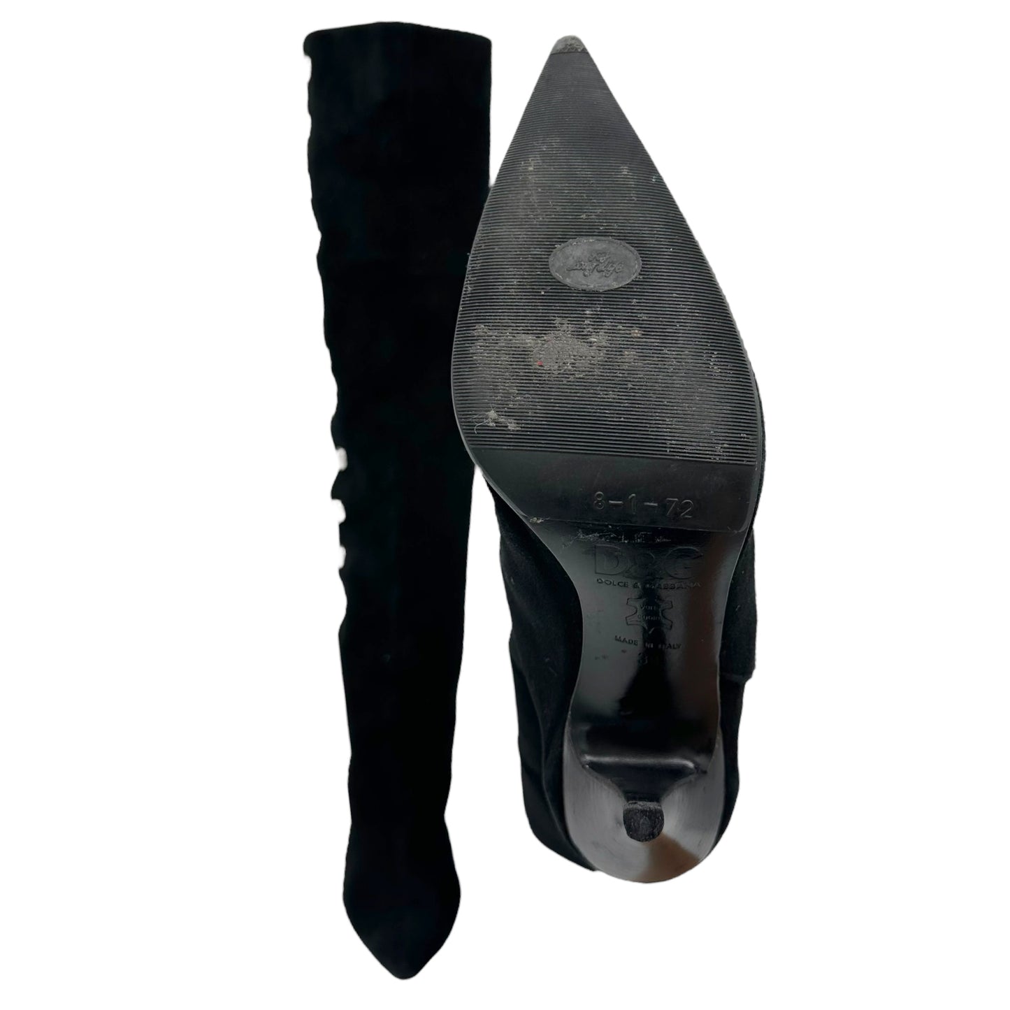 D&G Dolce & Gabbana Black Suede Button Boots - Outfit Repeater