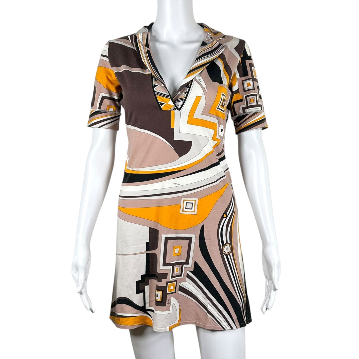 Emilio Pucci Orange & Brown T-Shirt Mini Dress