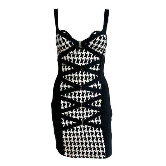 Herve Leger Houndstooth Print Bandage Mini Dress
