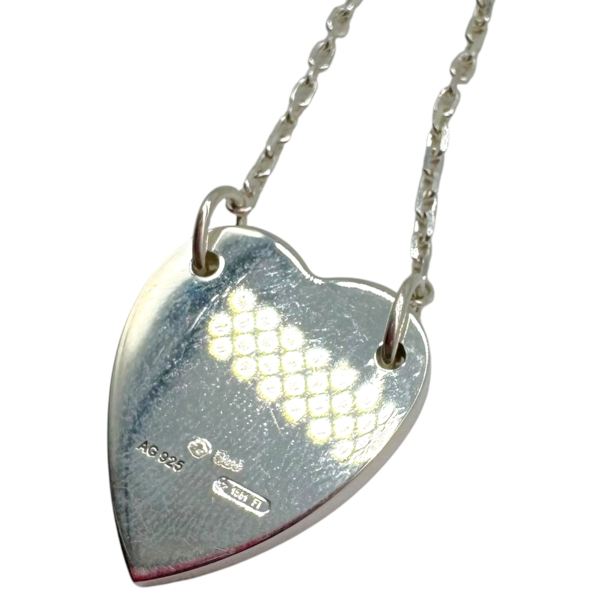 Gucci Sterling Silver Heart Logo Charm Necklace