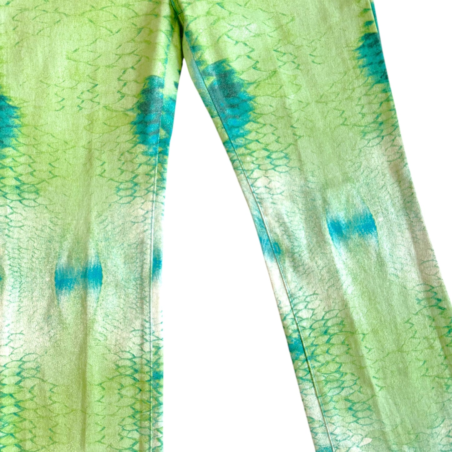 Roberto Cavalli Snakeskin Printed Jeans Blue Green