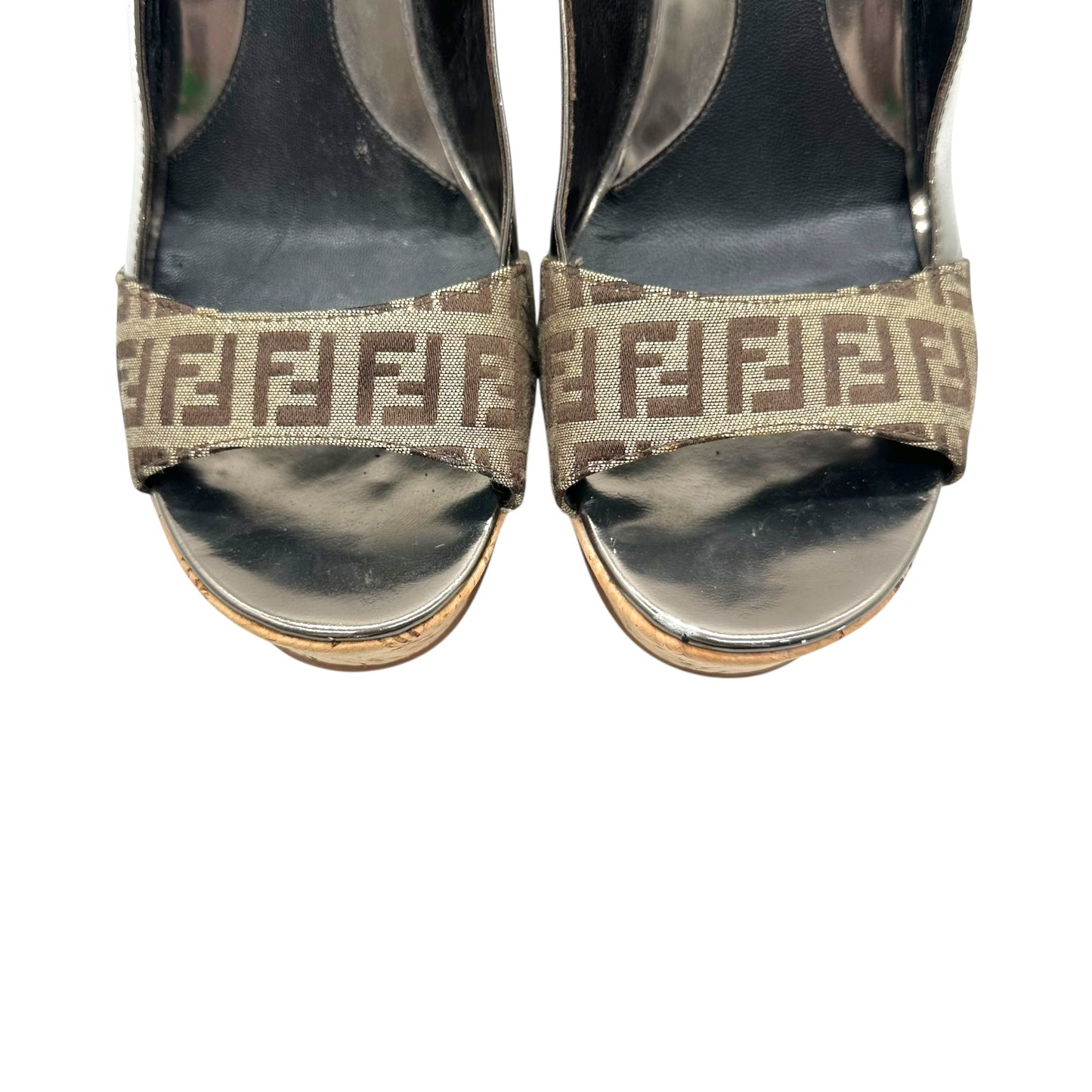 Fendi Zucchino Monogram Wedge Sandals