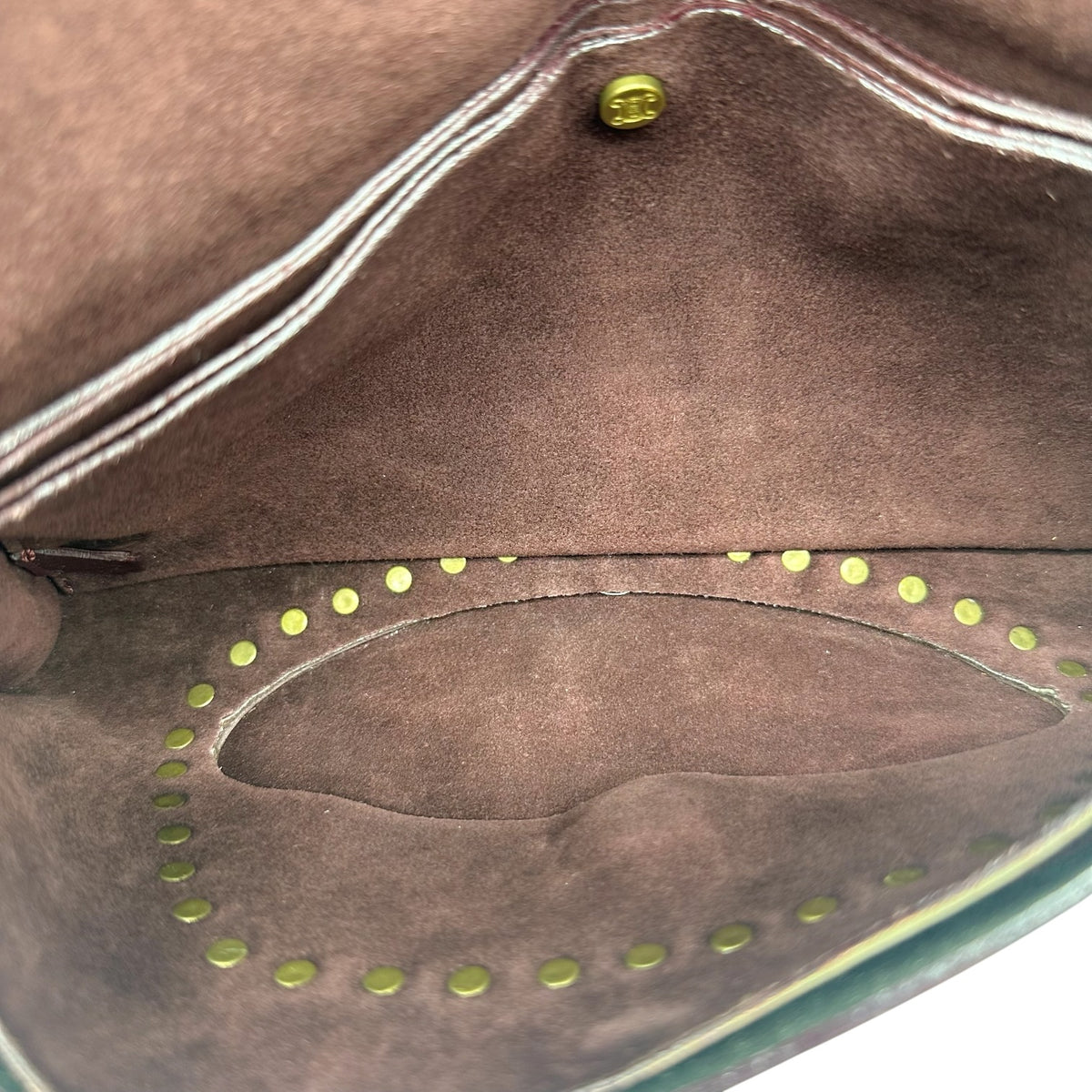 Celine Burgundy Leather Studded Shoulder Bag