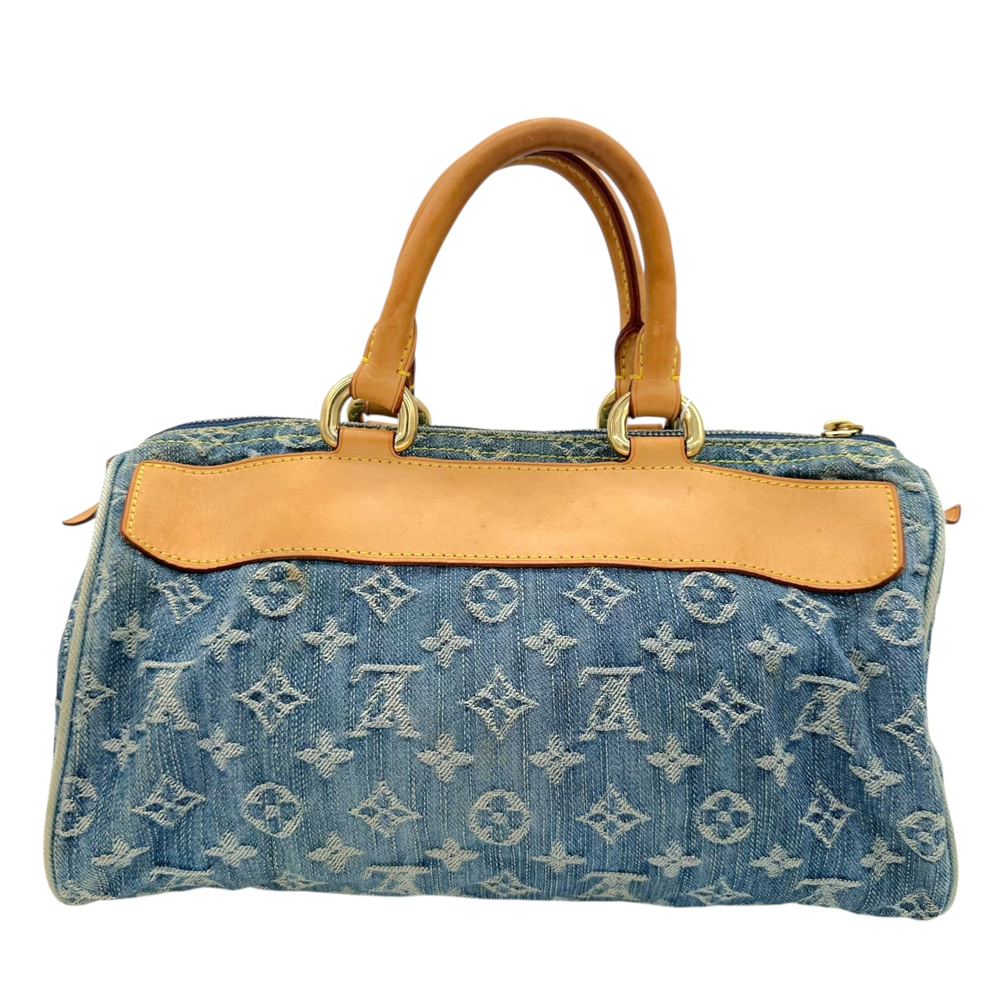 Louis Vuitton Blue Denim Speedy Bag with Leather Accents