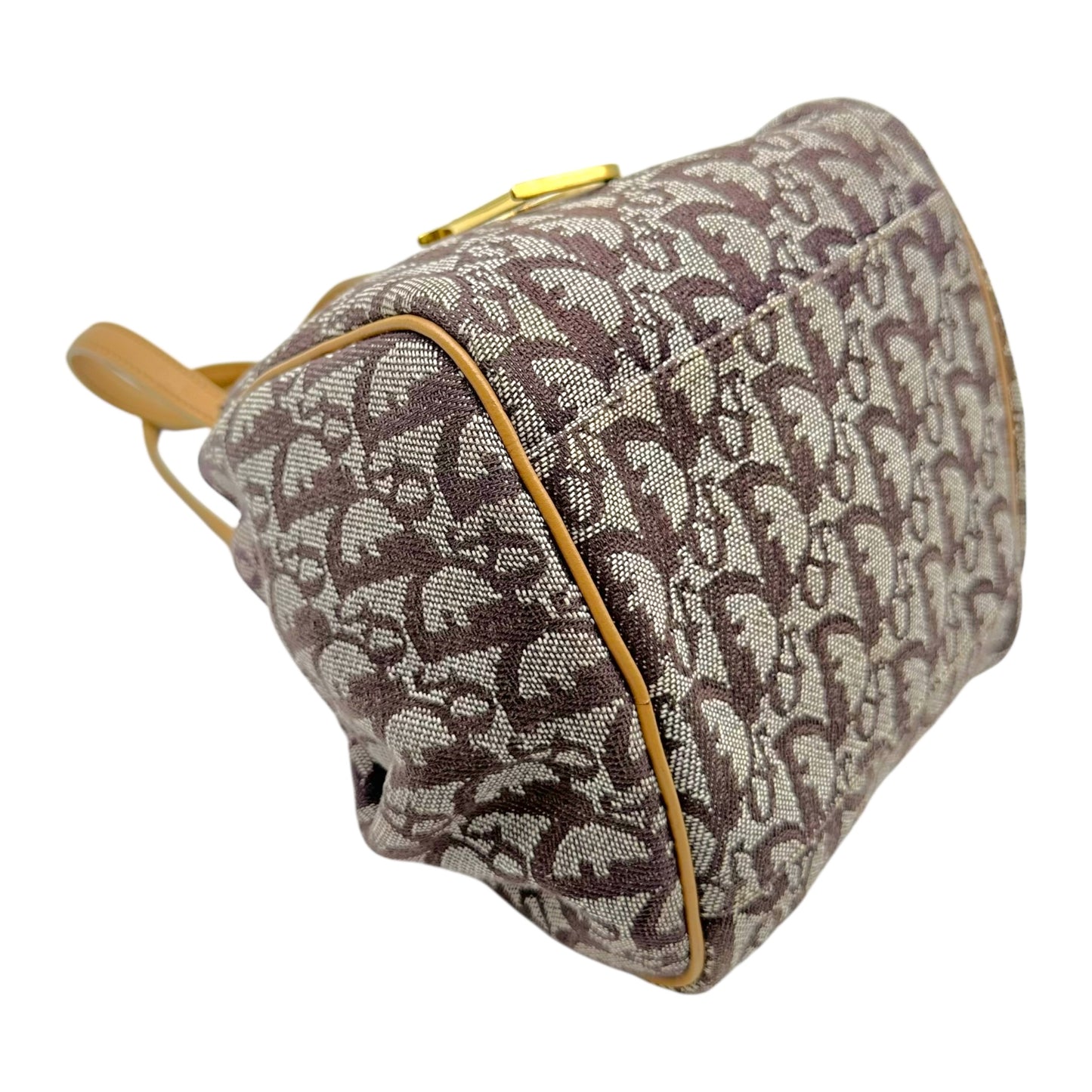 Christian Dior Burgundy Trotter Monogram & Tan Leather Dumpling Bag