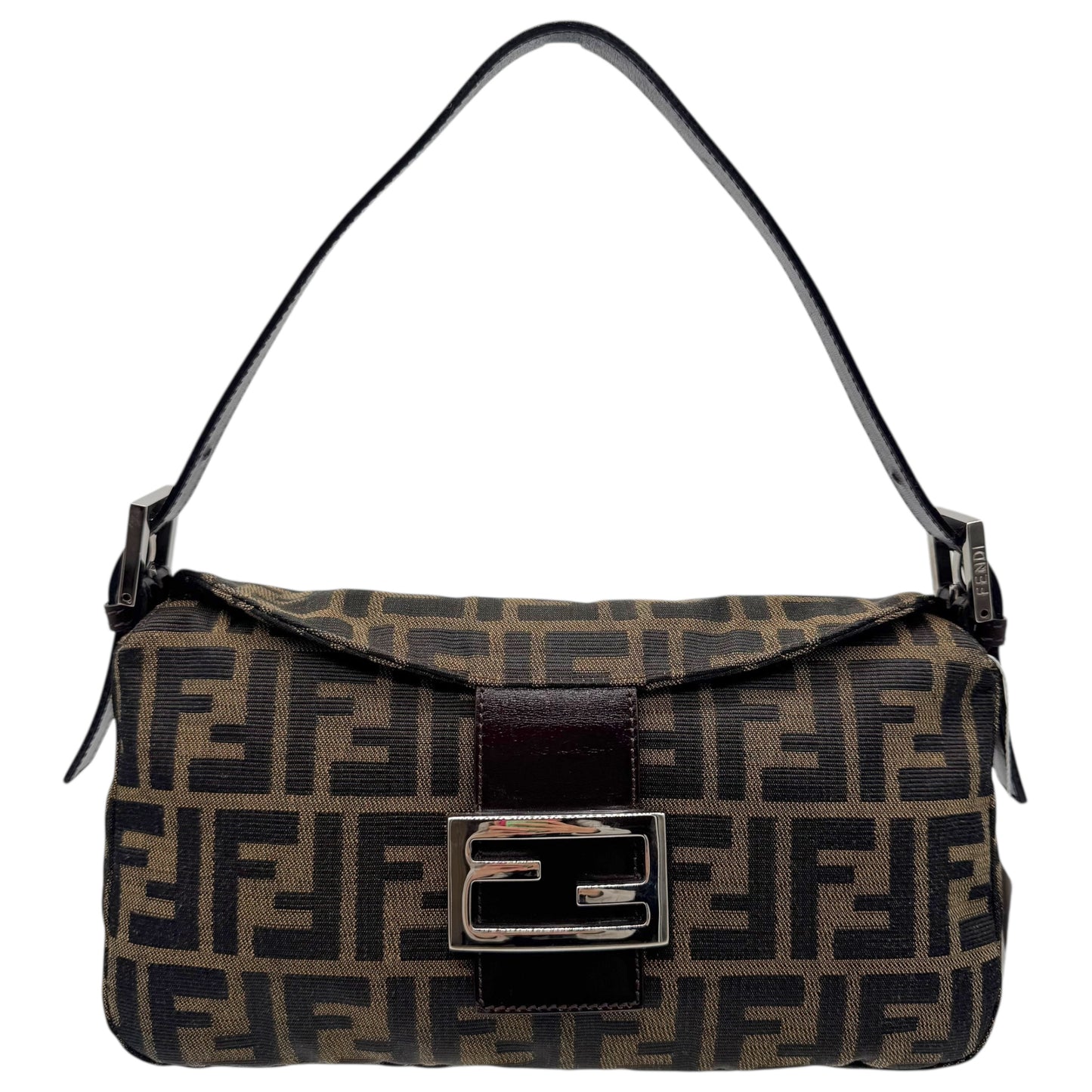 Fendi Classic Zucca Monogram Fold-Over Baguette Bag