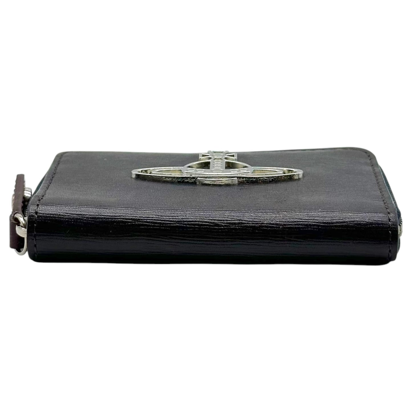 Vivienne Westwood Black Silver Logo Bi-Fold Zip Wallet