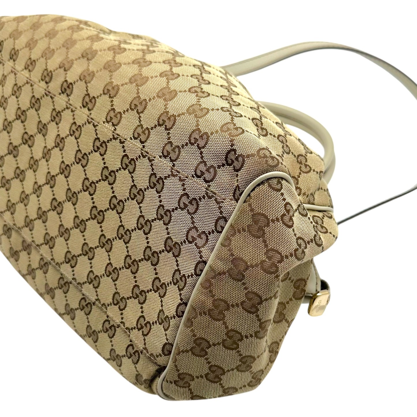 Gucci Tan Monogram & Ivory Leather Sukey 2-Way Bowler Bag