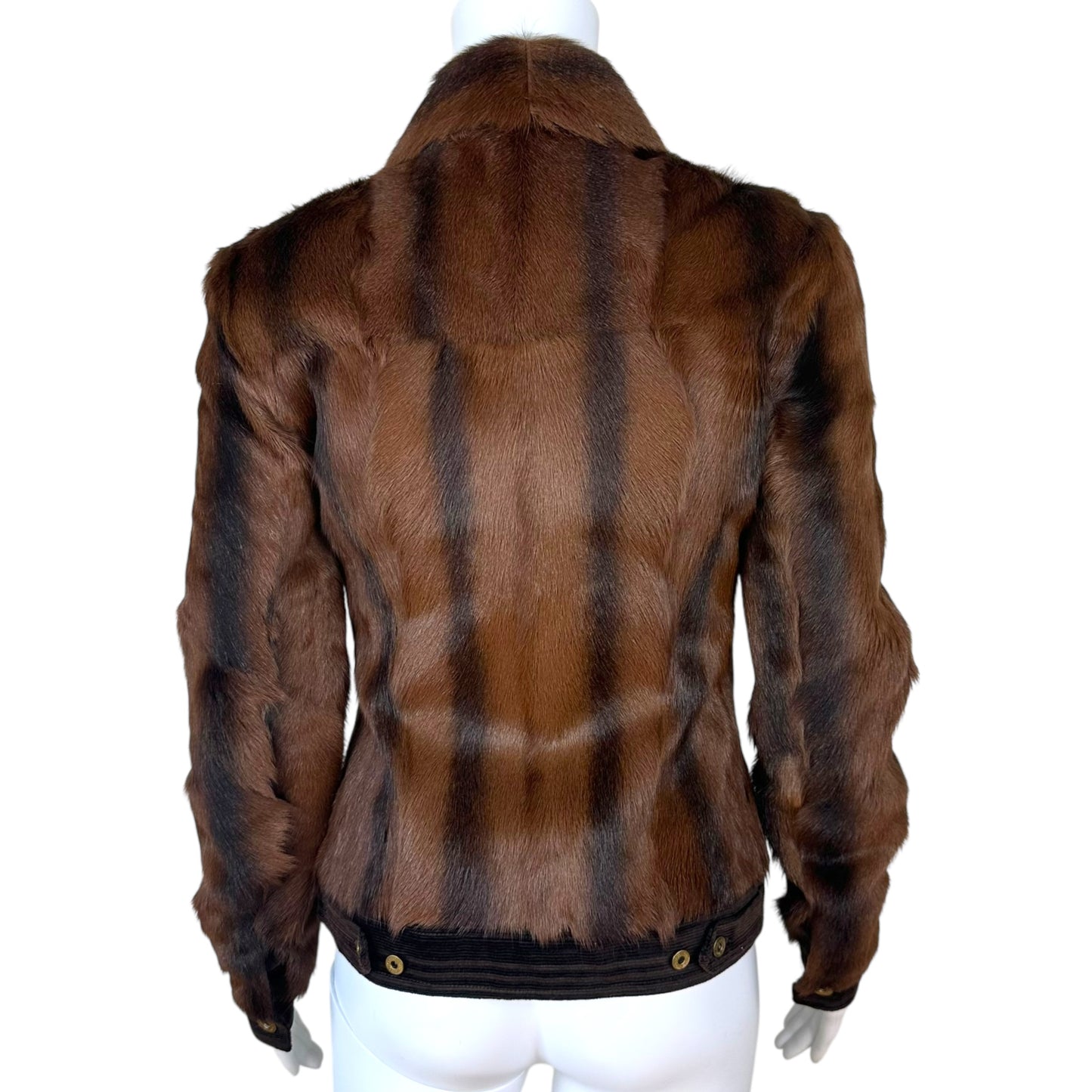 D&G Dolce & Gabbana Brown Fur & Corduroy Jacket