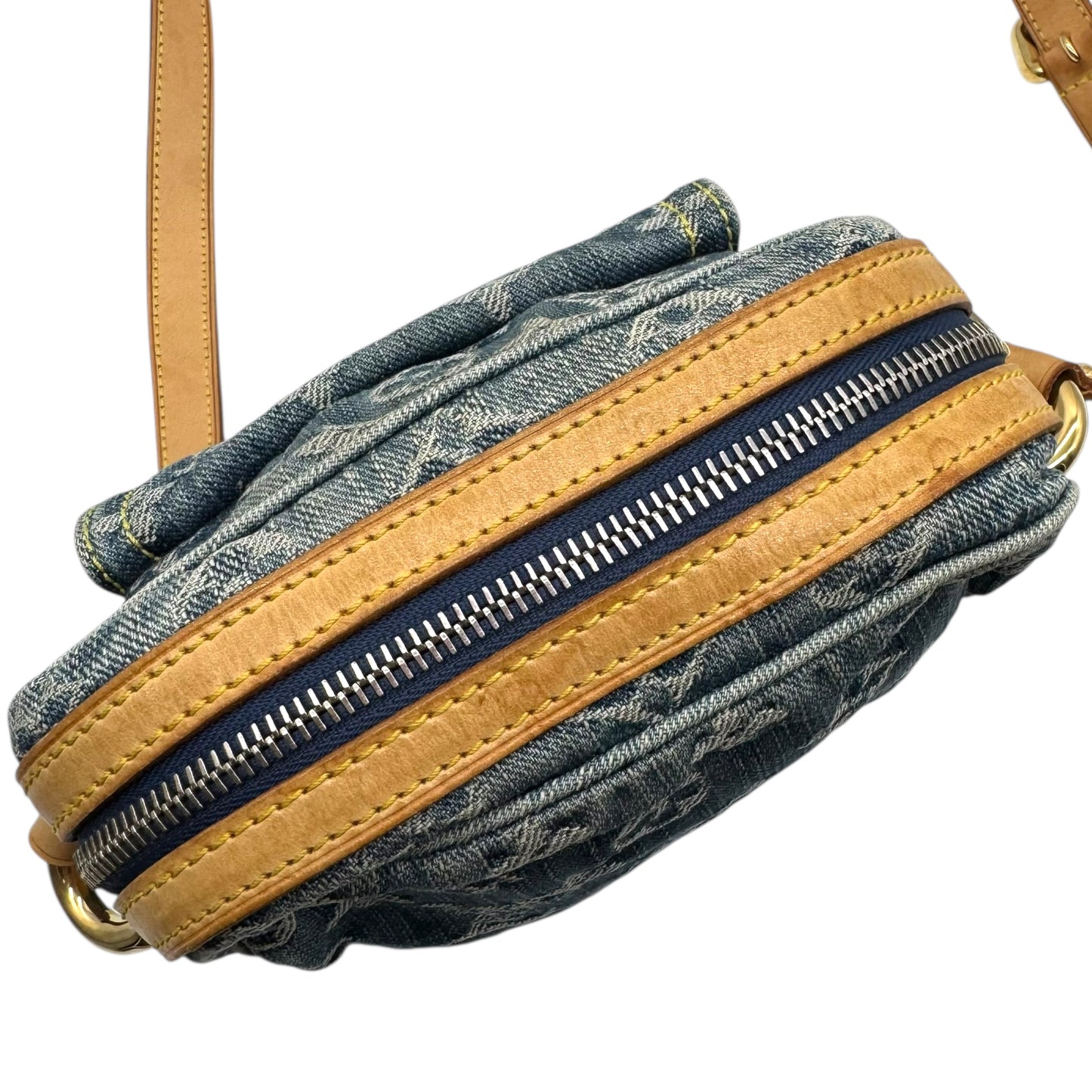 Louis Vuitton Blue Denim Monogram Crossbody Camera Bag - Outfit Repeater