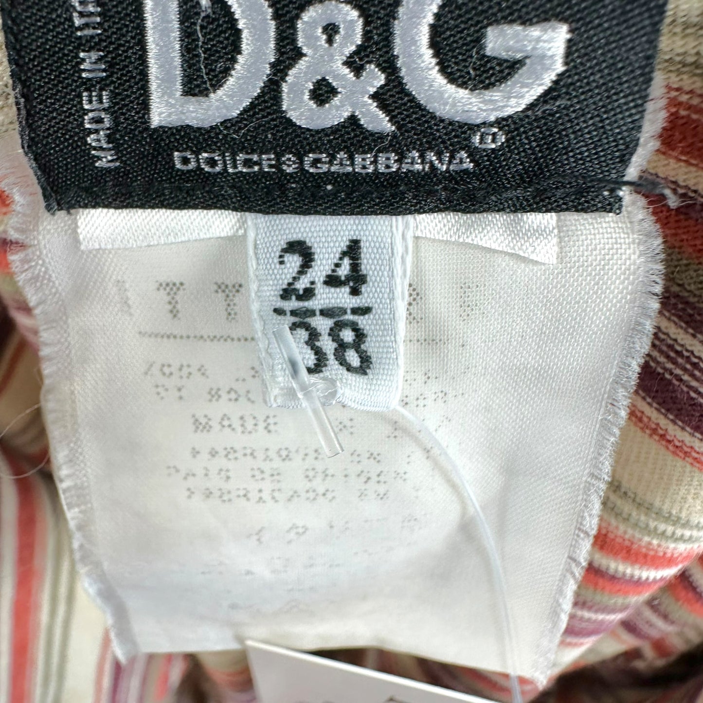 D&G Dolce & Gabbana F/W 2001 Striped Deep V-Neck Tank Top