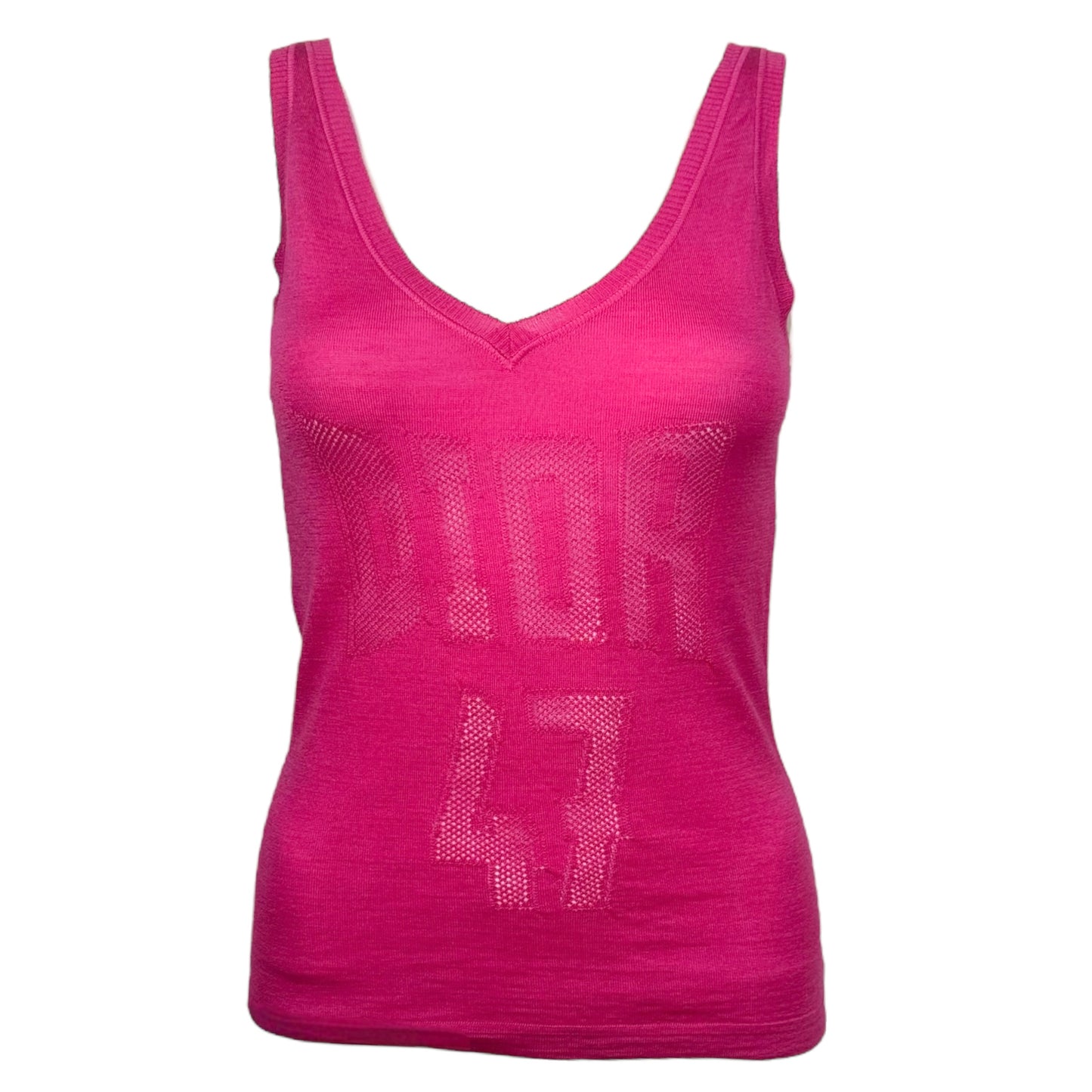 Christian Dior S/S 2005 Pink Wool & Silk Logo Knit Tank Top - Outfit Repeater
