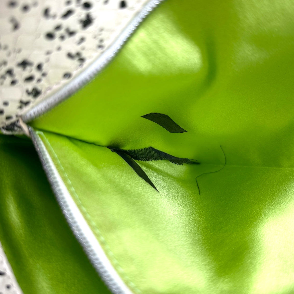 Fendi Baguette Tote Bag Black White Printed Snakeskin