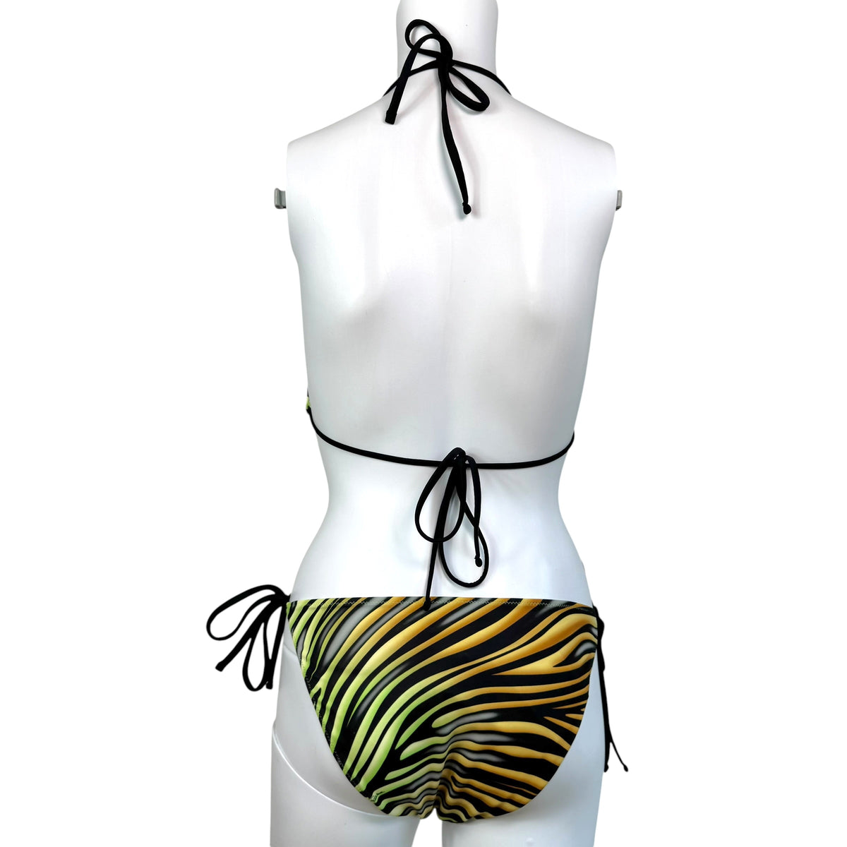 Roberto Cavalli Zebra Print Bikini Set Yellow Green