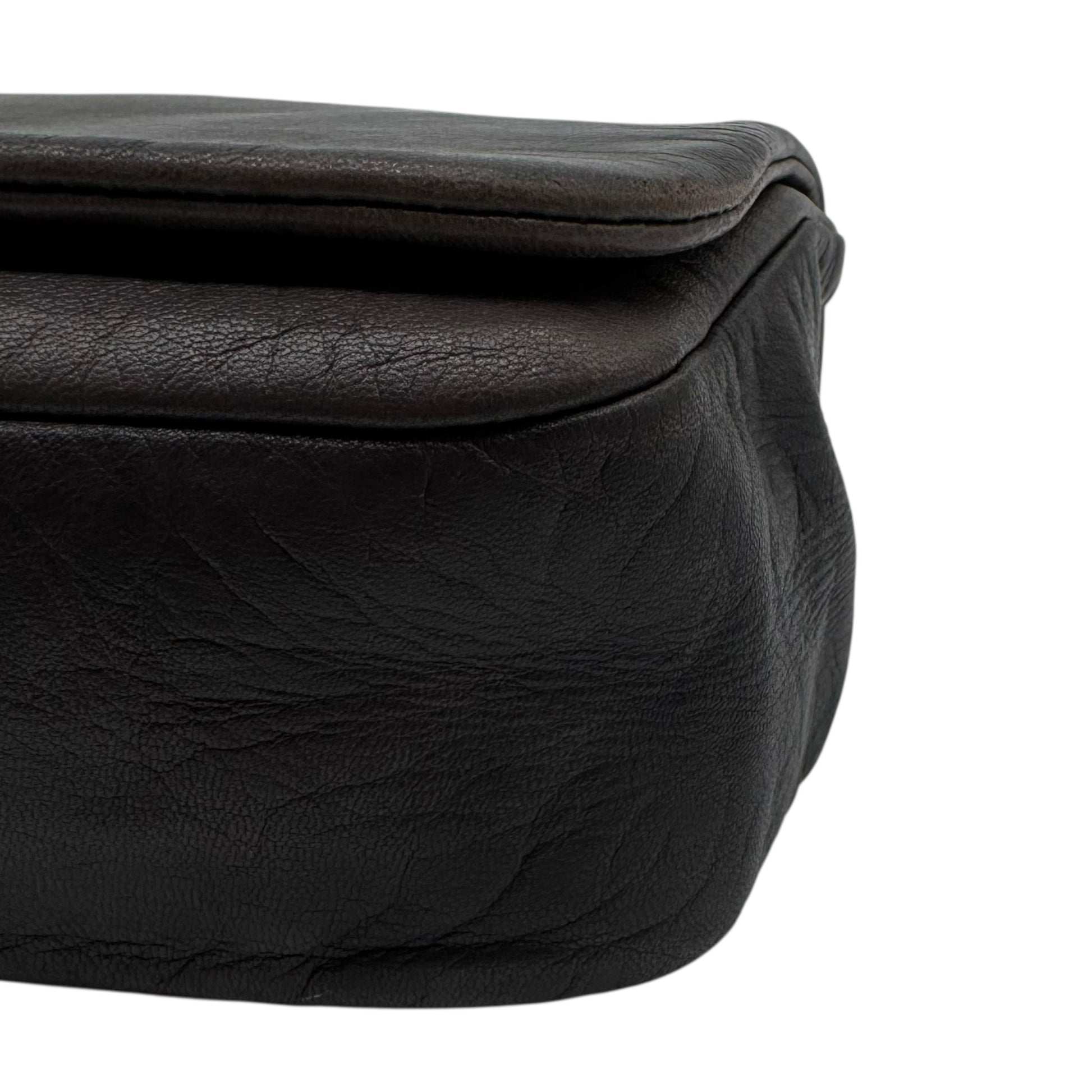 Chanel Gray & Black Studded CC Logo Lambskin Shoulder Bag 2008-09 - Outfit Repeater