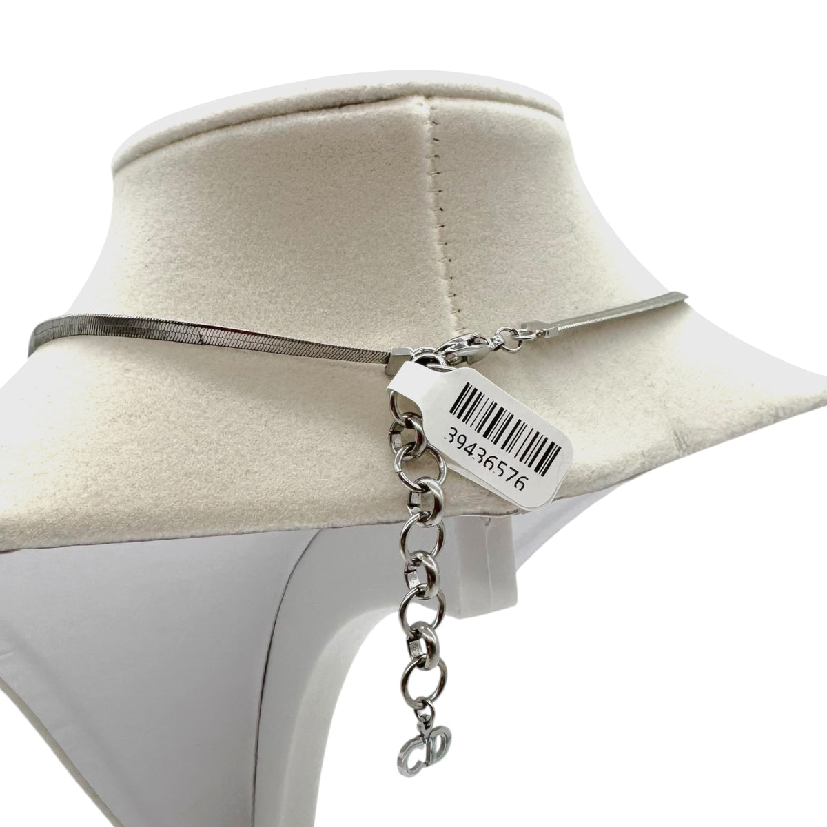 Christian Dior Silver CD Logo Bow Necklace