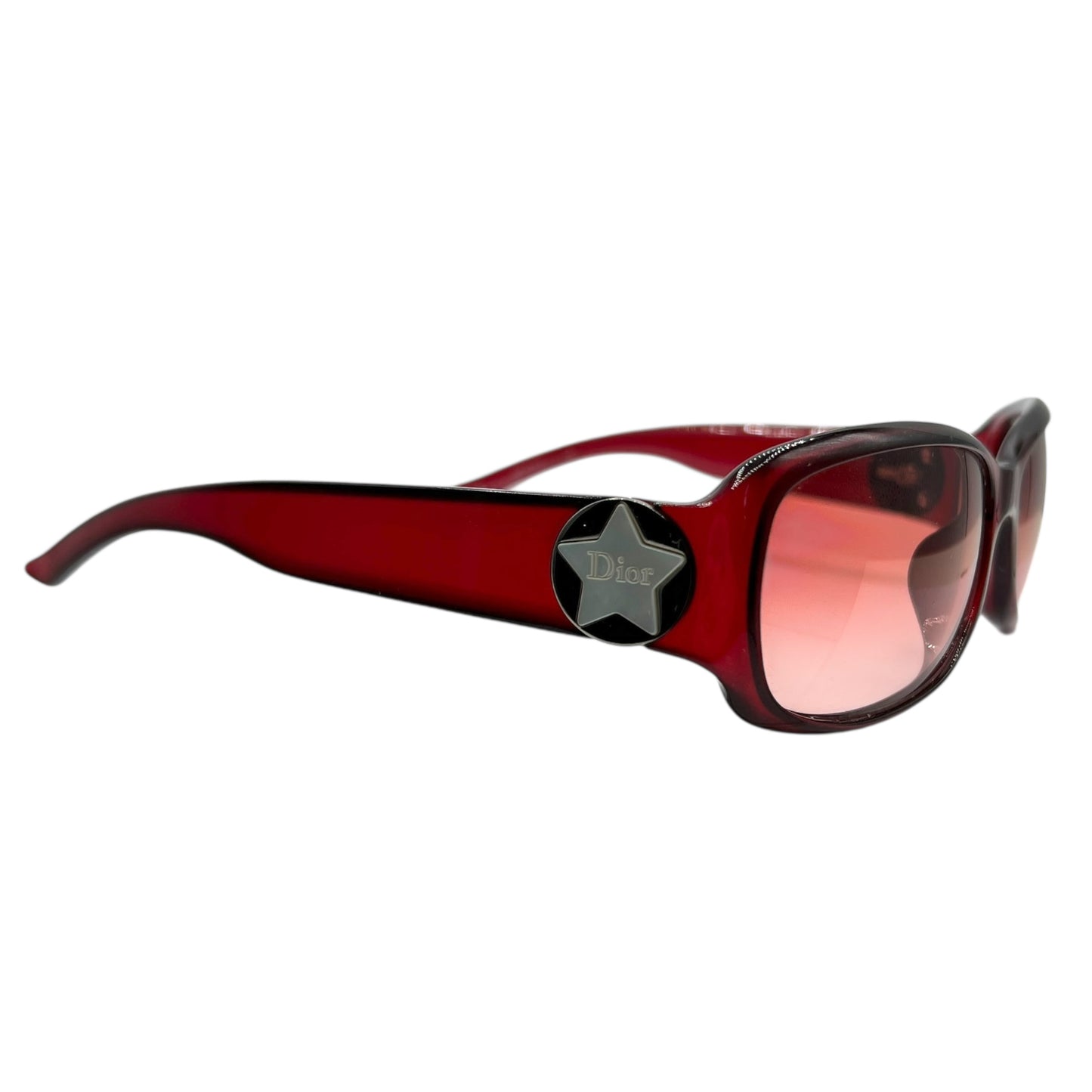 Christian Dior DiorStarShineRed Star Logo Arm Rectangle Sunglasses w/ Case