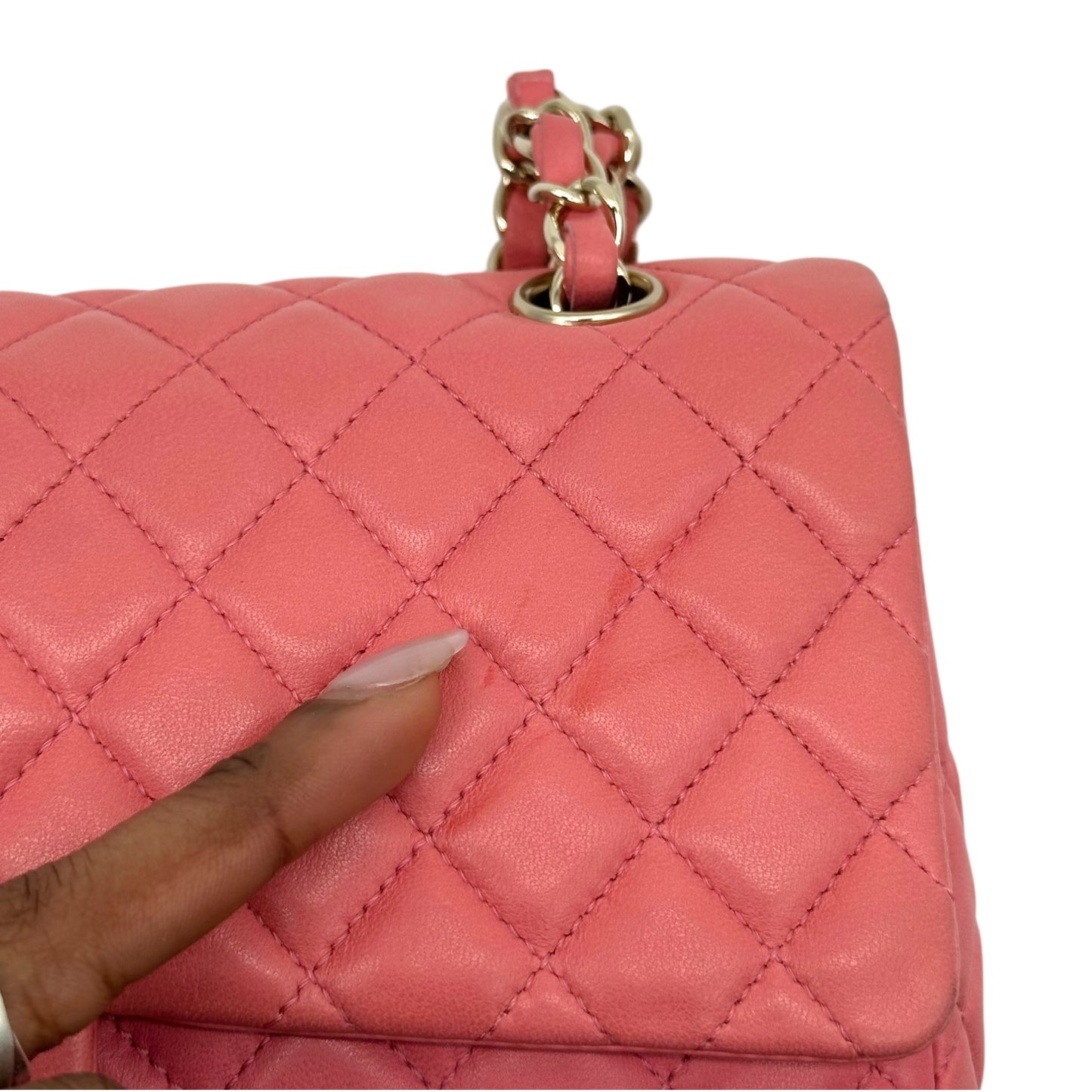 Chanel Pink Lambskin Valentines Day Heart Charm Medium Flap Bag 2008-09