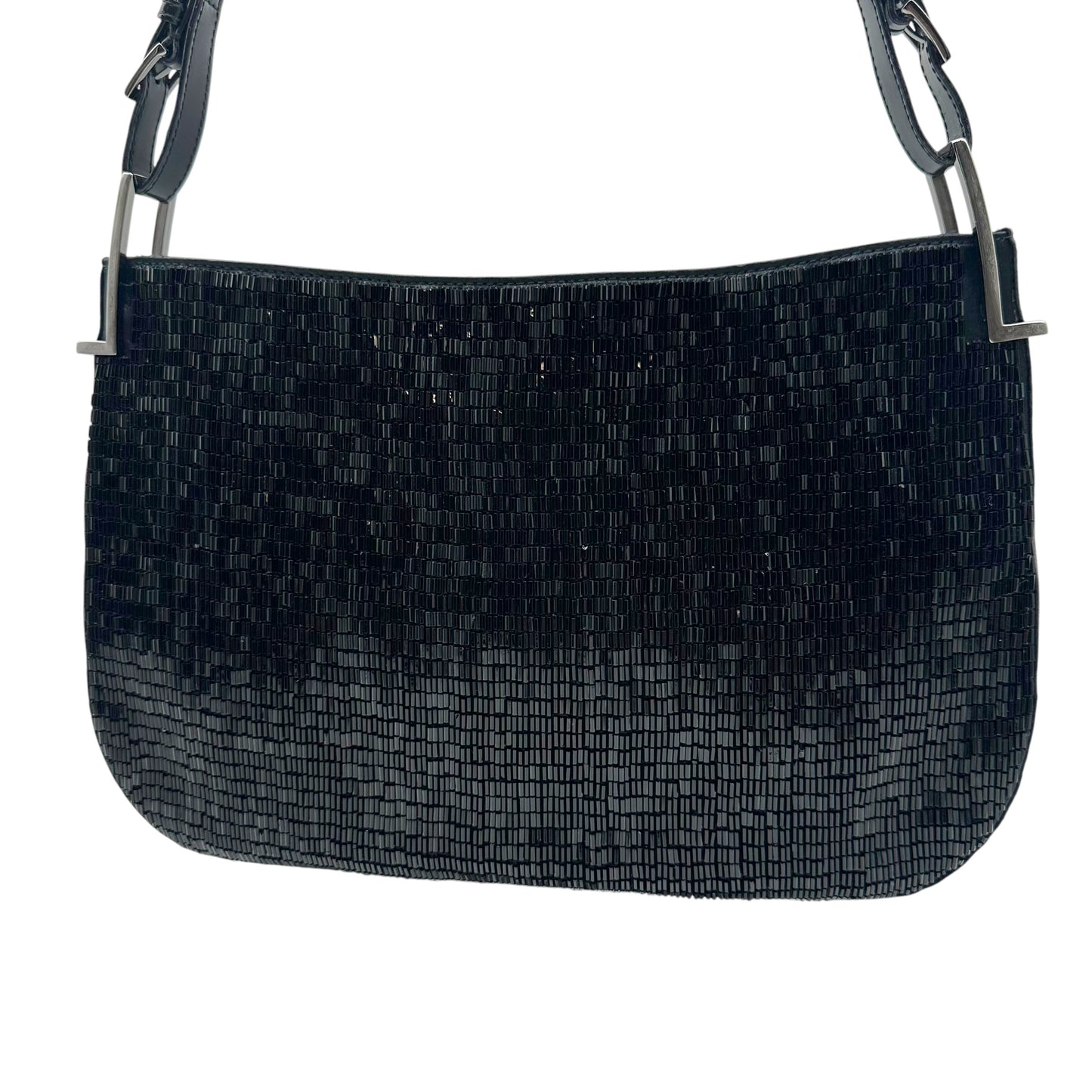 Gucci Silk Shoulder Bag Black Glass Beaded 90's Vintage