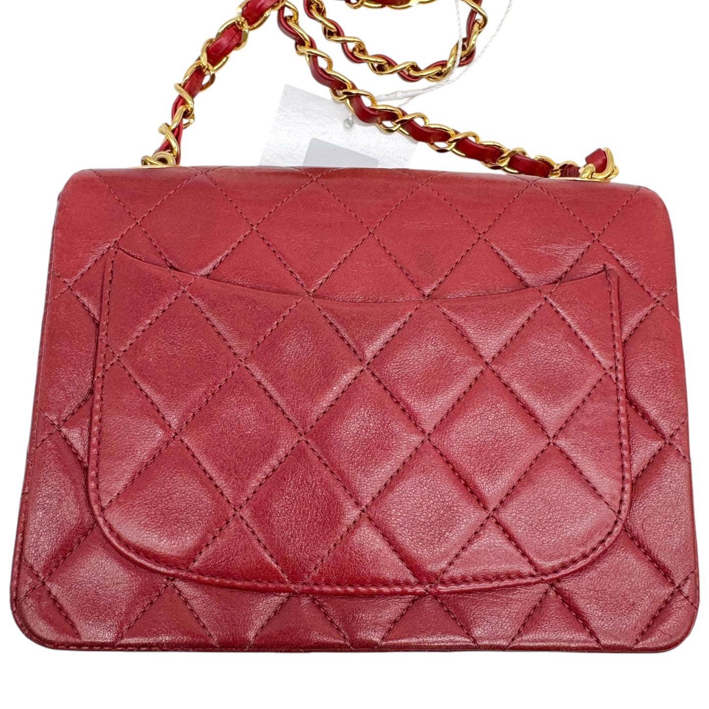 Chanel Small Square Classic Flap Bag Burgundy Gold Leather