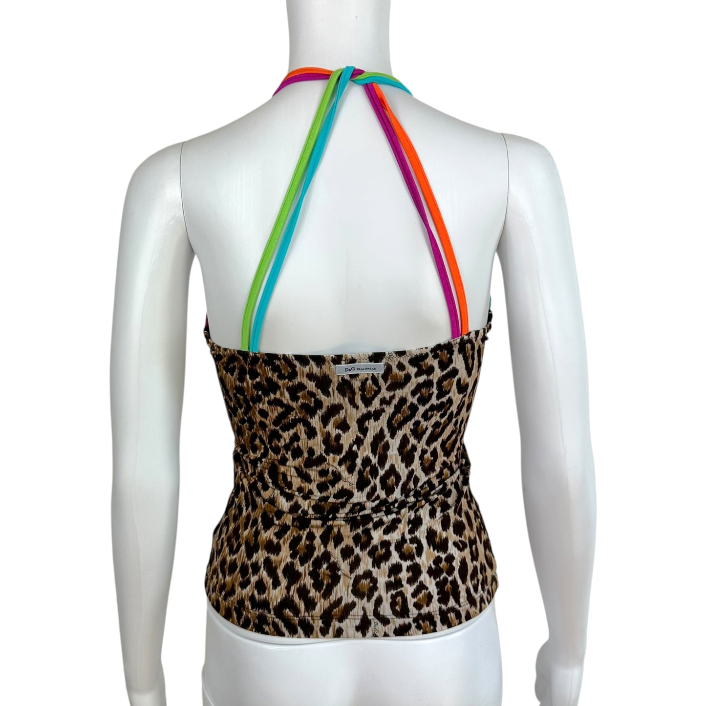 D&G Beachwear Multicolor Strap Leopard Print Halter Tank