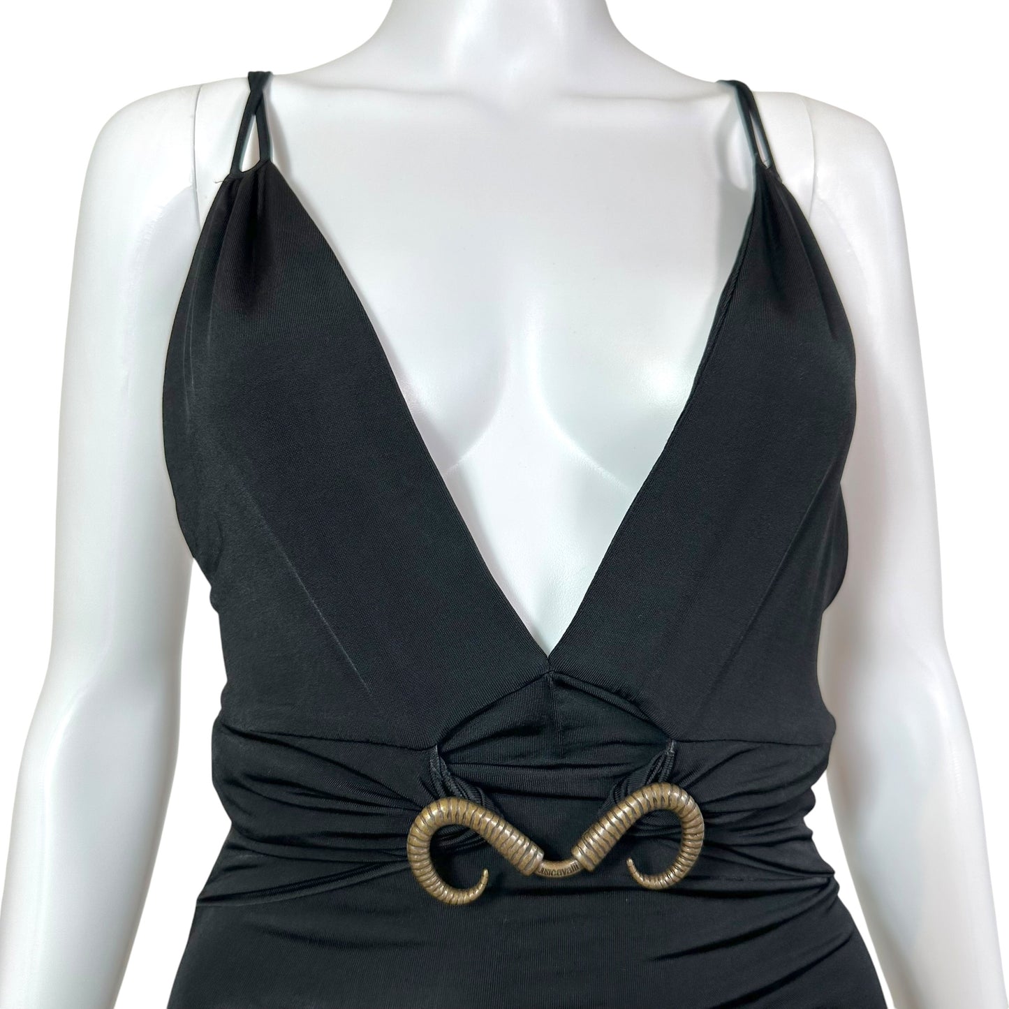 Just Cavalli Roberto Cavalli Horn Emblem Black Midi Dress