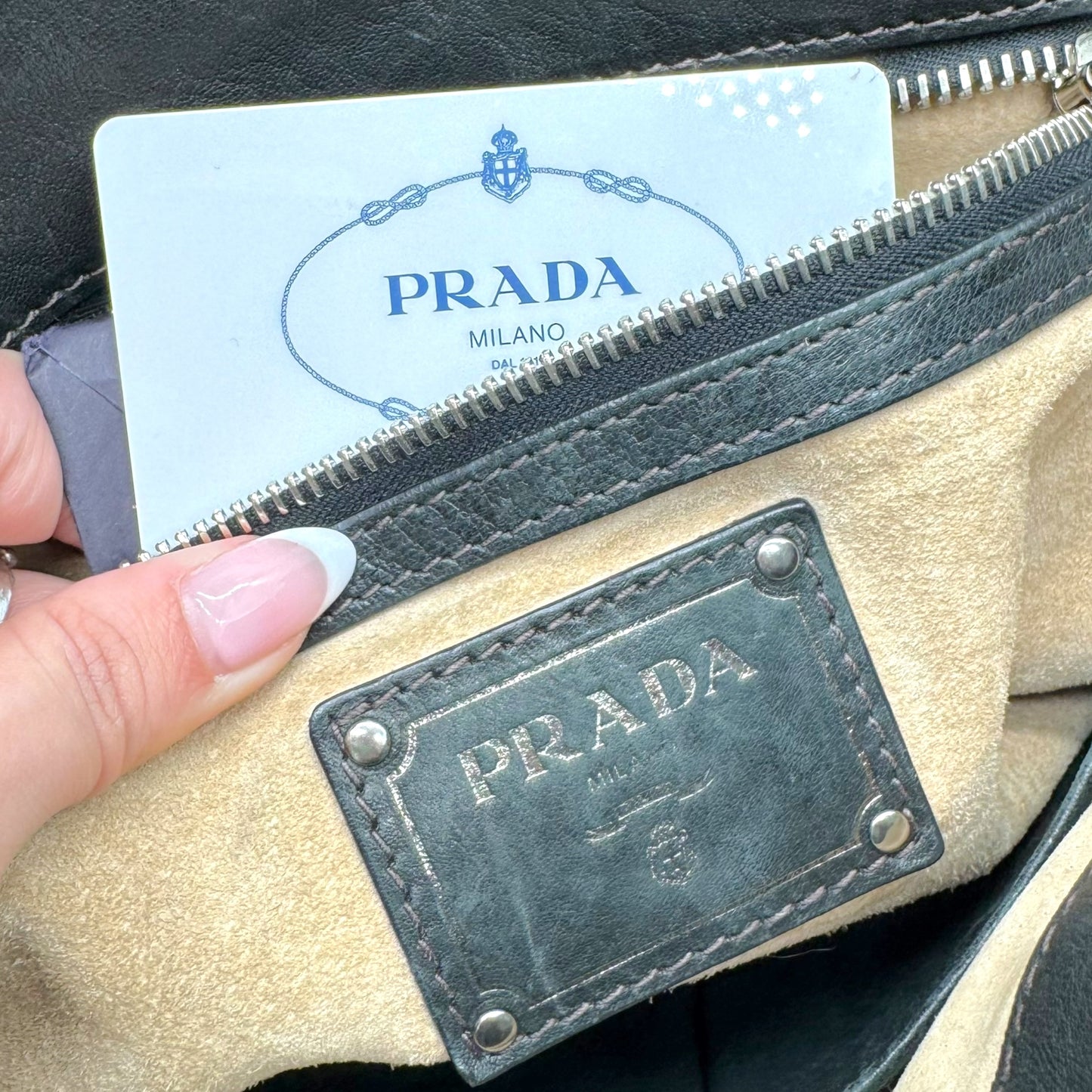 Prada Camouflage & Leather Studded 2-Way Hobo Bag - Outfit Repeater