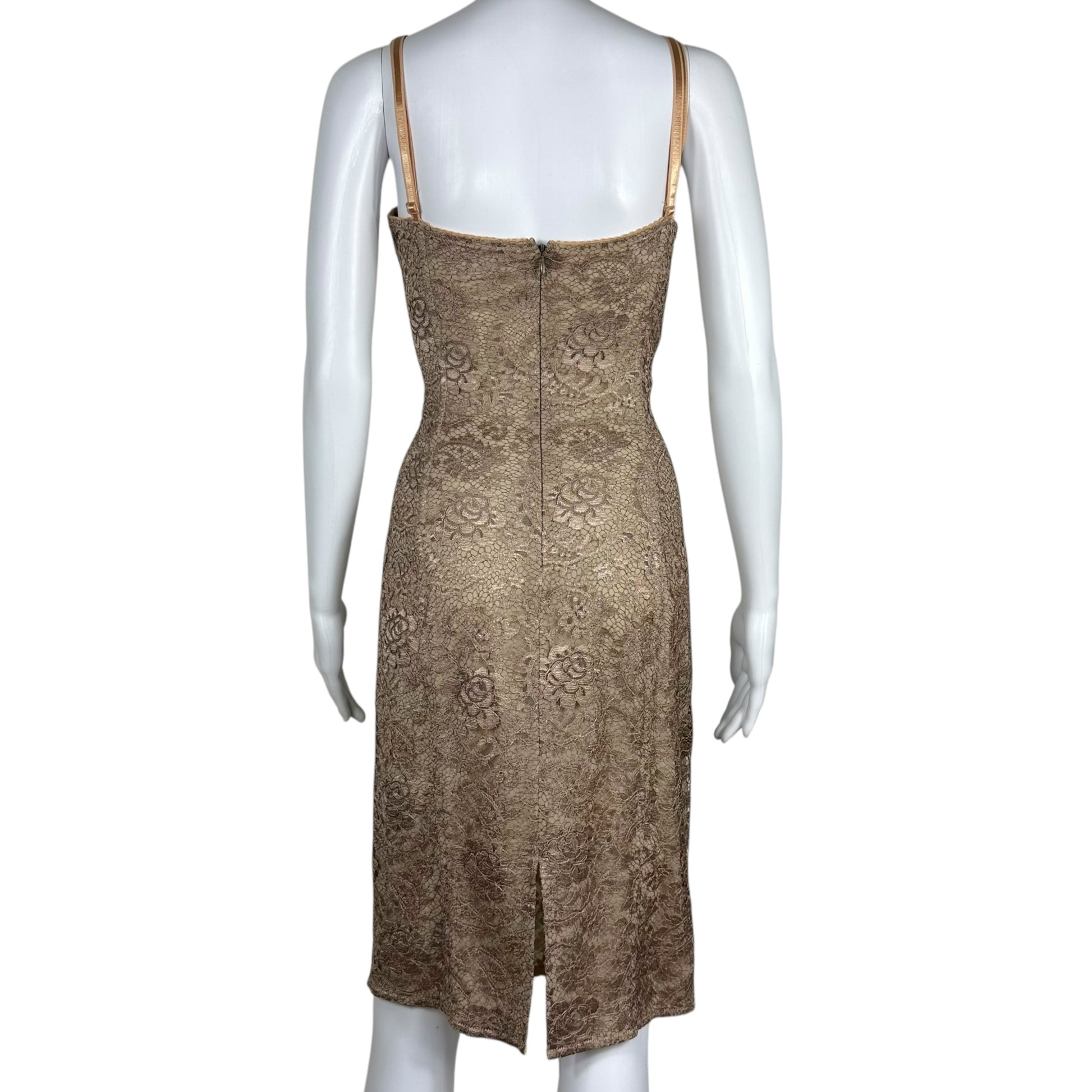 Dolce & Gabbana Tan Lace Corset Midi Dress - Outfit Repeater