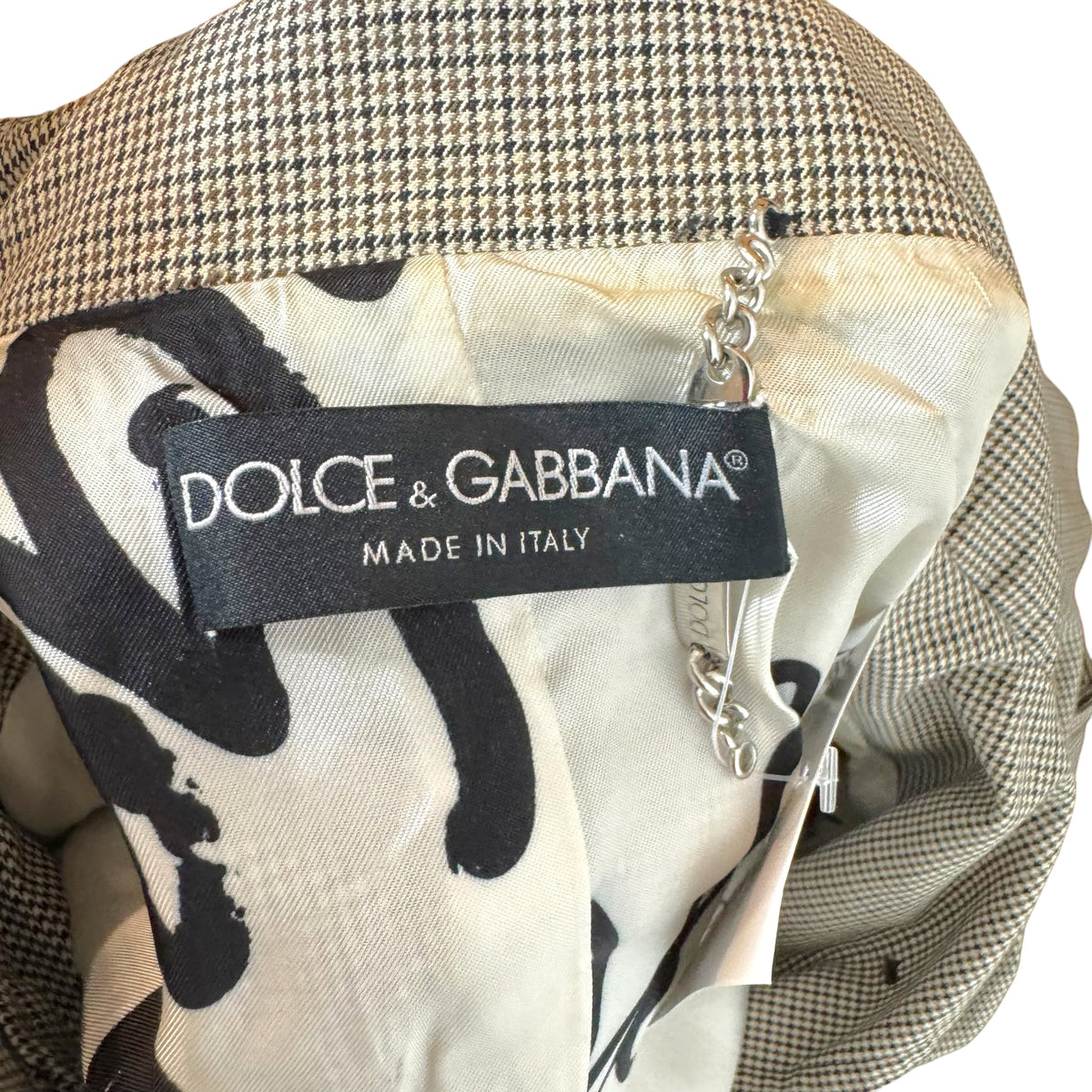 Dolce & Gabbana Houndstooth Print Logo Collar Bomber Jacket