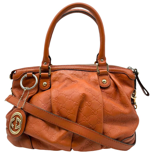Gucci Orange Embossed Monogram Sukey Tote Bag