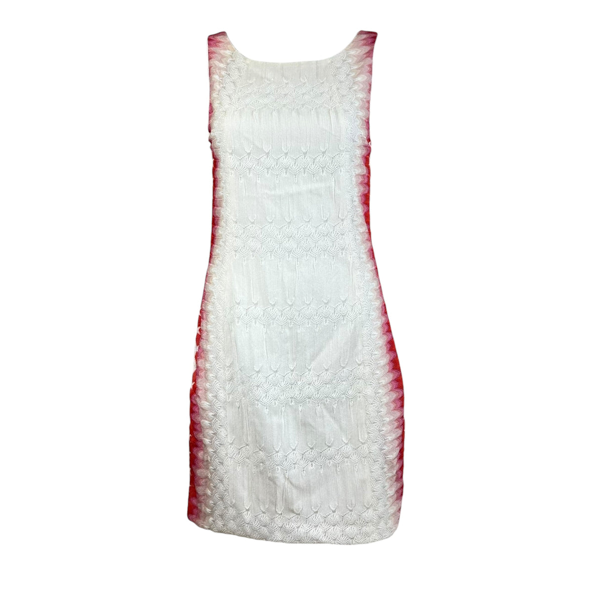 Missoni White Pink Chevron Knit Mini Dress