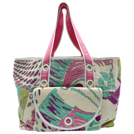Emilio Pucci Pink & Blue Printed Terrycloth Beach Tote Bag