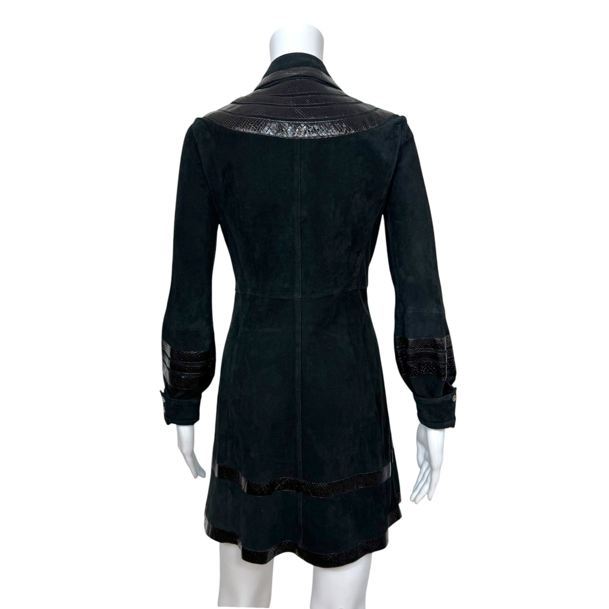 Gucci Black Suede & Python Mid-Length Jacket