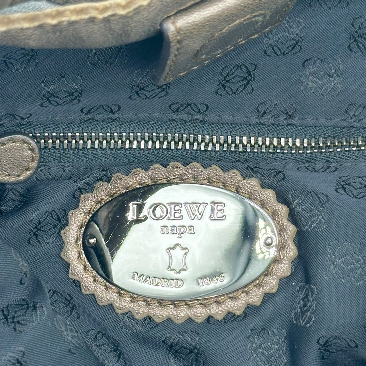Loewe Brown Metallic Lambskin Bucket Shoulder Bag w/ Fringe Charms