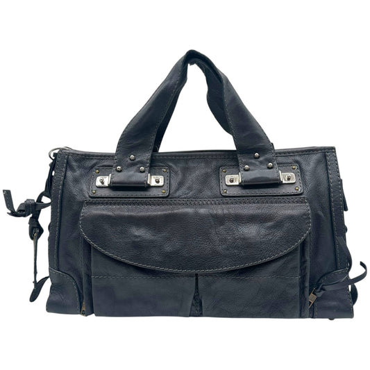 Chloe Black Leather Front Cargo Pocket Handbag
