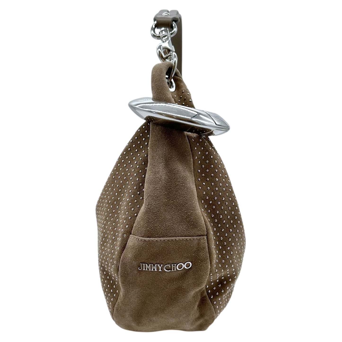 Jimmy Choo Gray & Silver Studded Suede Hobo Bag